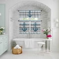 thumbnail image 6 of Kitchen Window Curtains Valance and Tier Set, Haze Blue Ocean Anchor Rod Pocket Tier Curtains and Valance 3 Piece Set, Coastal Gray White Stripe Window Treatment for Bedroom Living Room, 6 of 9