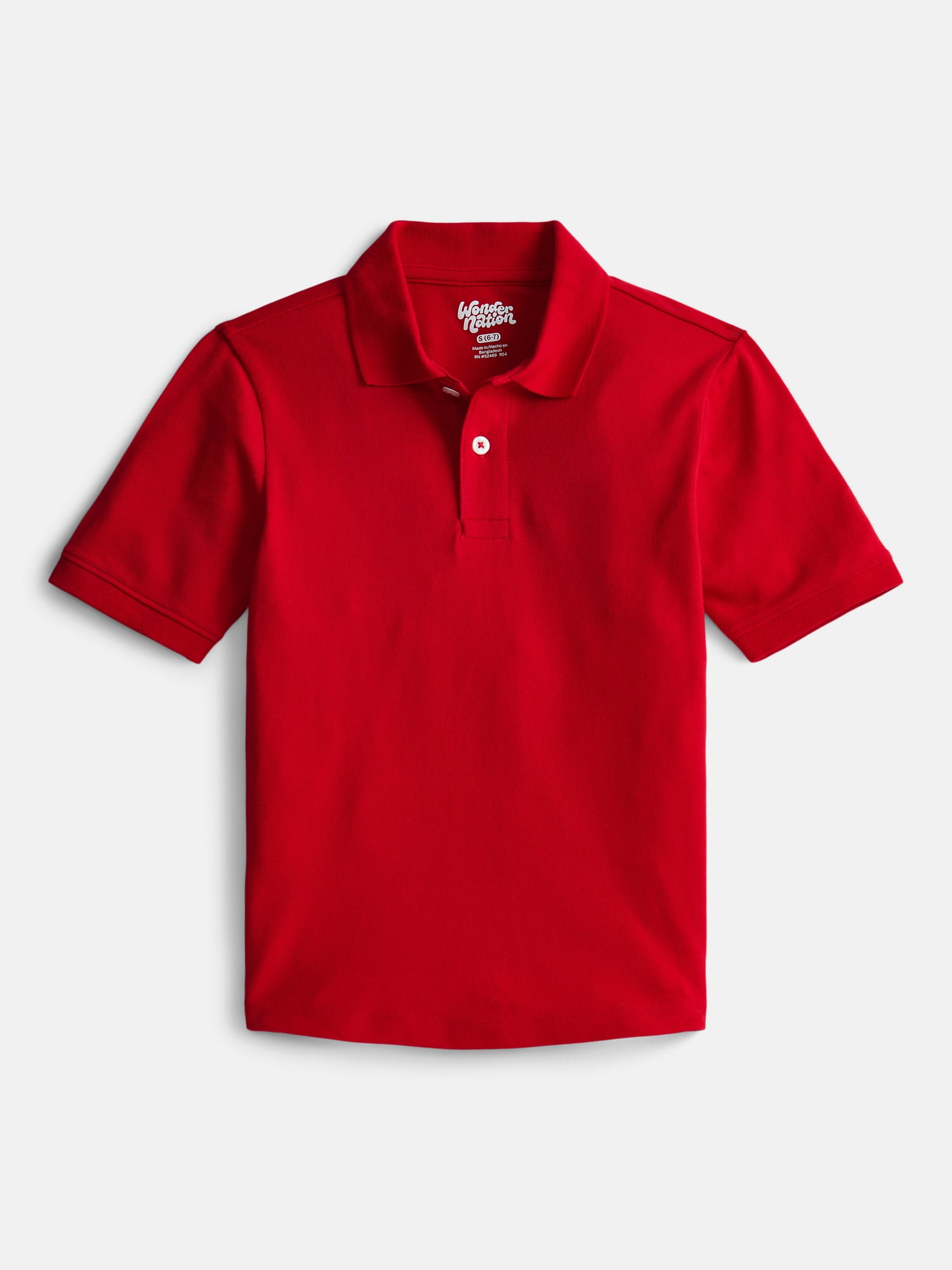 Wonder Nation Boys School Uniform Short Sleeve Pique Polo Shirt, 2-Pack, Size 4-18 & Husky