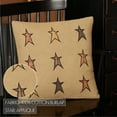 thumbnail image 3 of Stratton Primitive 16"x16" Star Pillow Tan Appliqued Cotton Burlap Square Bedroom Decor, 3 of 5
