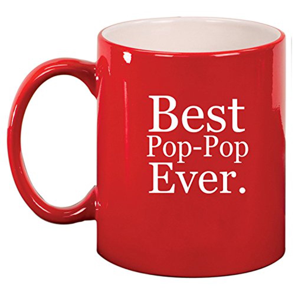 Ceramic Coffee Tea Mug Cup Best PopPop Ever (Red)