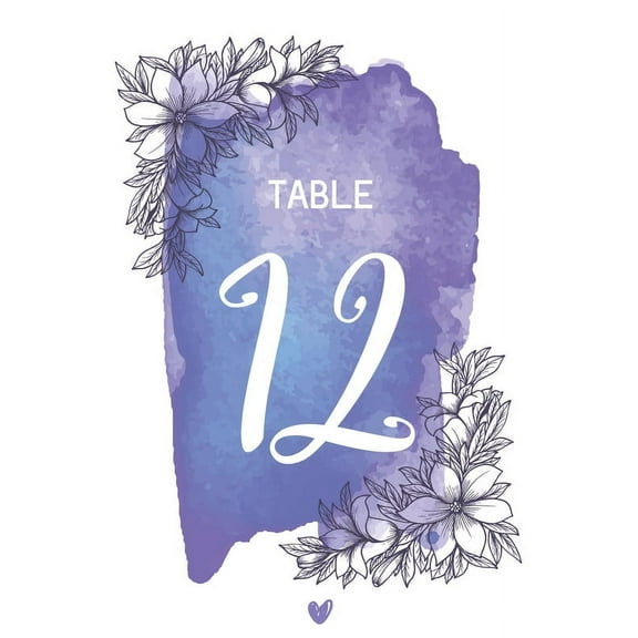 Purple Hand Painted 1-100 Wedding Table Number Cardss Double Sided Paper Cardss For Reception Events Parties Baby Shower Birthday 4x6 Inch