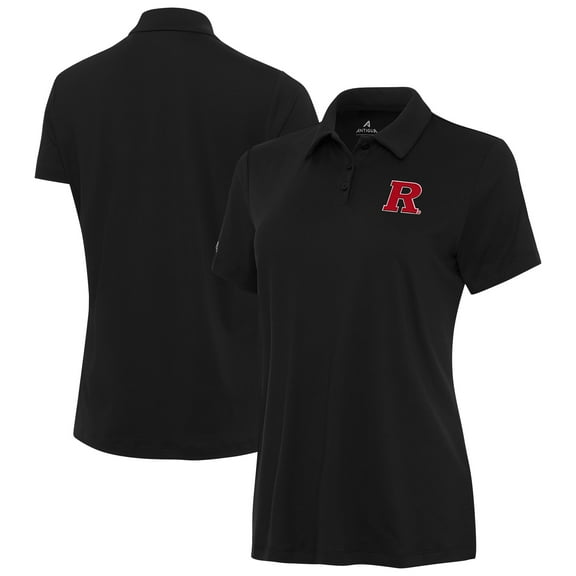 Women's Antigua Black Rutgers Scarlet Knights Reprocess Polo