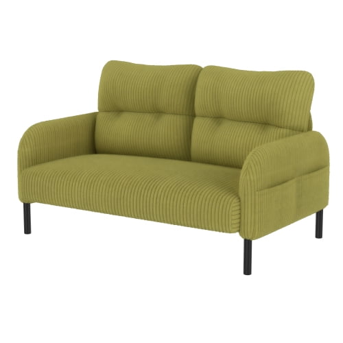Cterwk Corduroy Sofa Couch with Wood Frame, 2 Seat Upholstered Loveseat Sofa for Living Room, Bedroom, Office, Olive Green
