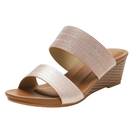 

ZIZOCWA Wedge Platform Sandals Toe Ring Sandals for Women Heel Womens Wedges Sandals Casual Bohemian Sandals Beach Shoes Double Strap Contrast Paneled 7