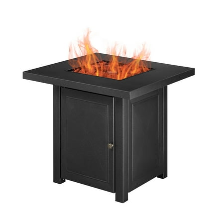 Ainfox Patio Square Gas Fire Pit Table with Volcanic Stone ...