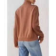 thumbnail image 6 of Female Sweaters Fall Long Sleeve Ribbed Knit Pullover Loose Mock Neck Light-Weight Casual Sweater Coffee M, 6 of 8