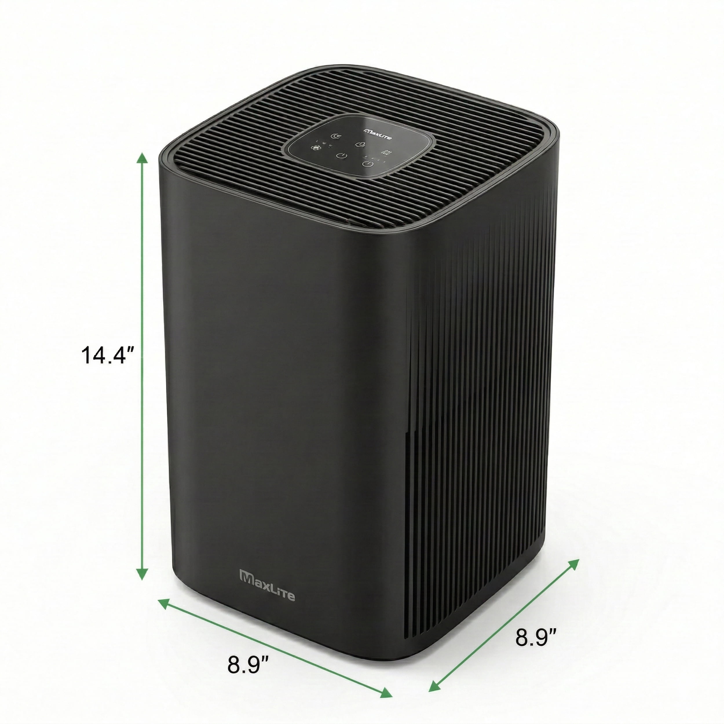 MaxLite Modern Air Purifier With True HEPA Activated Carbon Filter, 3-speed Fan, Timer, Sleep Mode, for Bedroom, Hallway, Kitchen, Office - Black