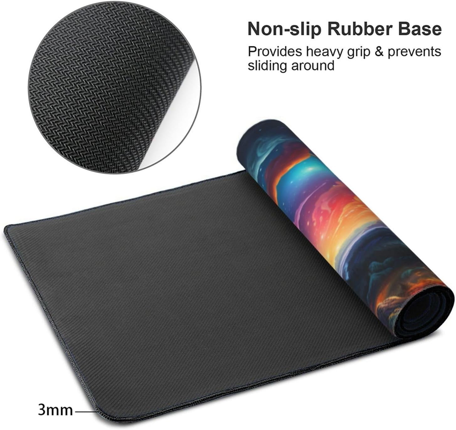 Large Extended Gaming Mouse Pad with Stitched Edges, Starry Sky Non-Slip Waterproof Rubber Base Desk Pad for Office, Computer, Keyboard, 35.4" x 15.7"