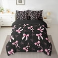 thumbnail image 2 of Homewish Pink Bowknot Bowtie Twin Bedding Sets 7-Piece for Girls, Princess Bow Knot Bedding Comforter Set, Black Pink Sheet Sets, Lightweight Room Decor, 2 of 8