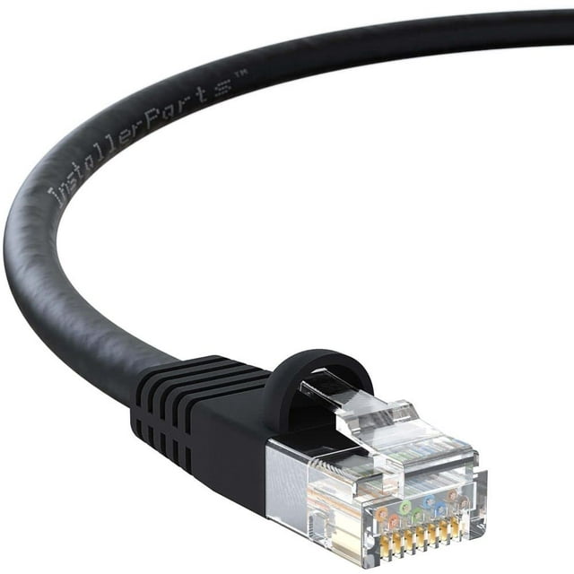 InstallerParts (5 Pack) Ethernet Cable CAT6 Cable UTP Booted 4 FT - Black - Professional Series - 10Gigabit/Sec Network/High Speed Internet Cable, 550MHZ