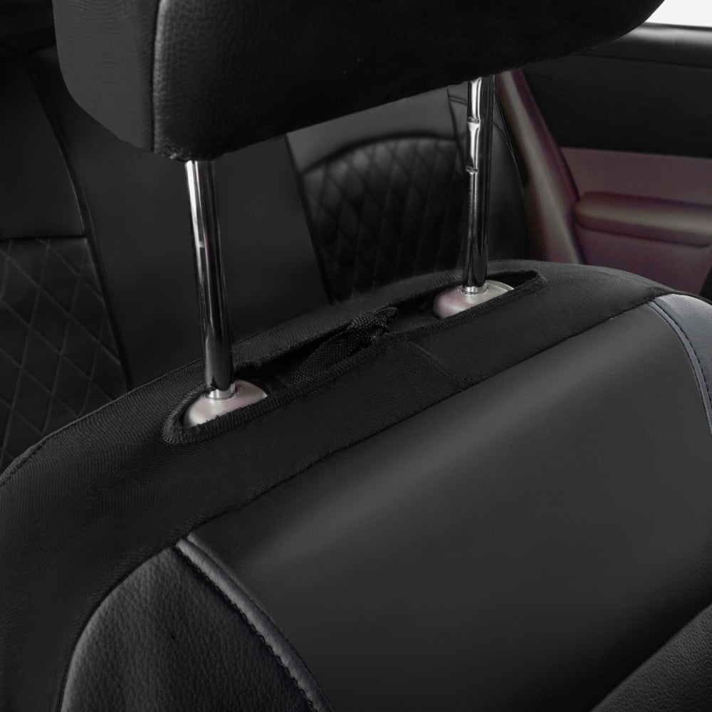 5 Seats Car Seat Cover, PU Leather Universal Seat Cover,Split Bench Compatible,Universal Fit for Auto Trucks Van SUV,Black
