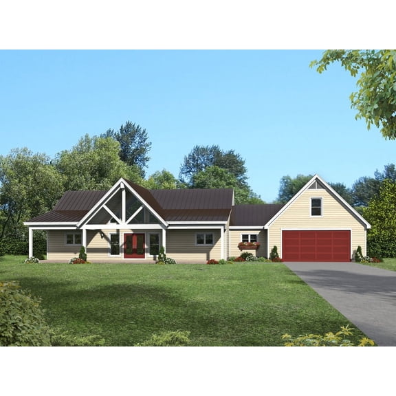 763-1677: Traditional Country 2 Bed, 3 Bath Luxury Home Plan, 2137 Sq Ft: Full Blueprints with License to Build by Home Plan Marketplace - Lesuto
