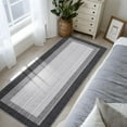 thumbnail image 3 of Machine Washable Runner Rug 2x6, Modern Solid Kitchen Rug, Low Pile Bedside Non-Shedding Soft Bordered Neutral Carpet for Entryway, Bathroom, Laundry Room, Black/Gray, 3 of 7