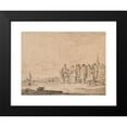 thumbnail image 2 of Jan van Goyen 24x19 Black Modern Framed Museum Art Print Titled - Return of Fishing on the Edge of the Shore, the Bell Tower of a Church in the Background (1638), 2 of 5