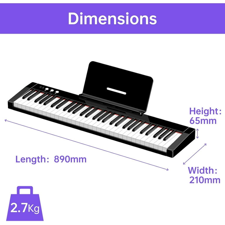 TERENCE 61-Key Keyboard Piano with MIDI, Bluetooth, 1800mAh