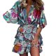 thumbnail image 2 of Women Fashion Print Bat Sleeve Dress V-Neck Hem Irregular Ruffled Slim Dress, 2 of 8