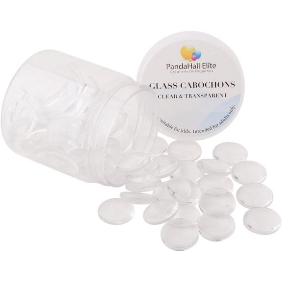 About 70 Pcs Half Round Flat Back Clear Glass Dome Tile Cabochon Diameter 16mm
