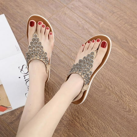 

Todqot Sandals Women- Anti-slip Quick-drying Flat Comfy Casual Summer Open Toe Slippers Beige 36