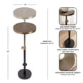 thumbnail image 5 of Kate and Laurel Engles Traditional Adjustable-Height Pedestal Drink Table, 10 x 10 x 30, Black and Antique Brass, Round Metal Plant Stand with Embossed Sunburst Pattern for Living Room Accent Table, 5 of 8