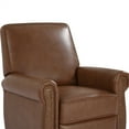 thumbnail image 6 of Push Back Recliner Chair, Modern PU Leather Upholstered Accent Chair with Nailhead Trim and Rolled Arms, Manual Pushing Single Reclining Sofa Home Theater Seating with Extending Footrest, Brown, 6 of 7