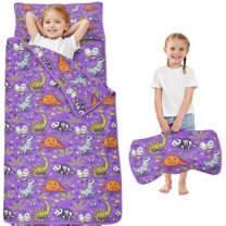 Halloween Dinosaur Themed Pattern Toddler Nap Mats for Kids Preschool,50"x20" Sleeping Mat Bag or Kids,Toddler Sleeping Bag,Toddler Nap Mat or Daycare
