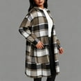 thumbnail image 6 of Hueook Flannel Jacket Women Fashion Women's Casual Pocket Long Sleeve Turndow Collar Ladies Top Blouse Coat Coffee S, 6 of 7