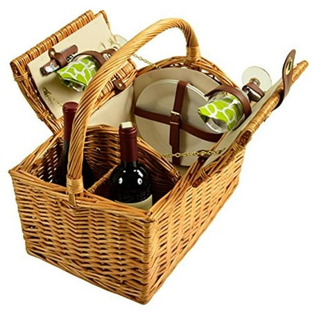 

Vineyard Willow Picnic Basket Equipped for 2 -Trellis Green