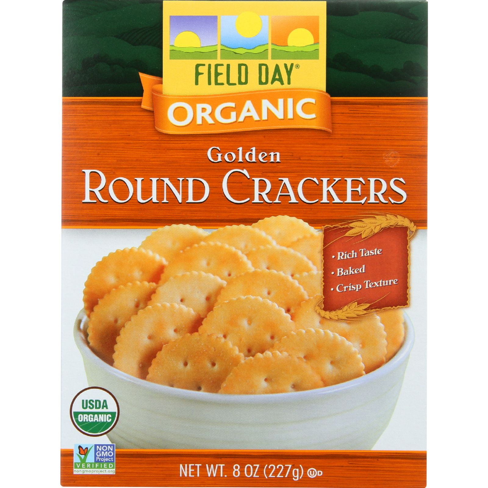 Field Day Crackers Organic Golden Round 8 oz case of 12