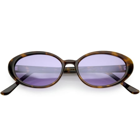 True Vintage Cat Eye Color Tinted Lens Oval Sunglasses 51mm (Tortoise / Purple)