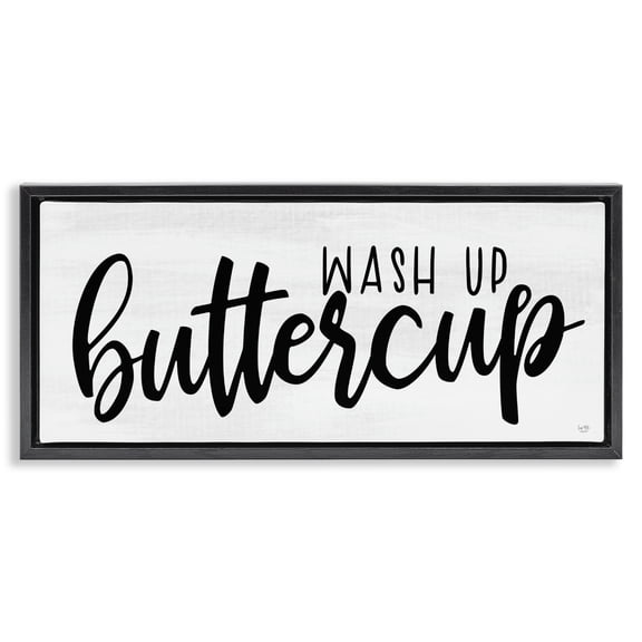 Stupell Industries Wash Up Buttercup Black Framed Floater Canvas Wall Art, design by Lux Me Designs