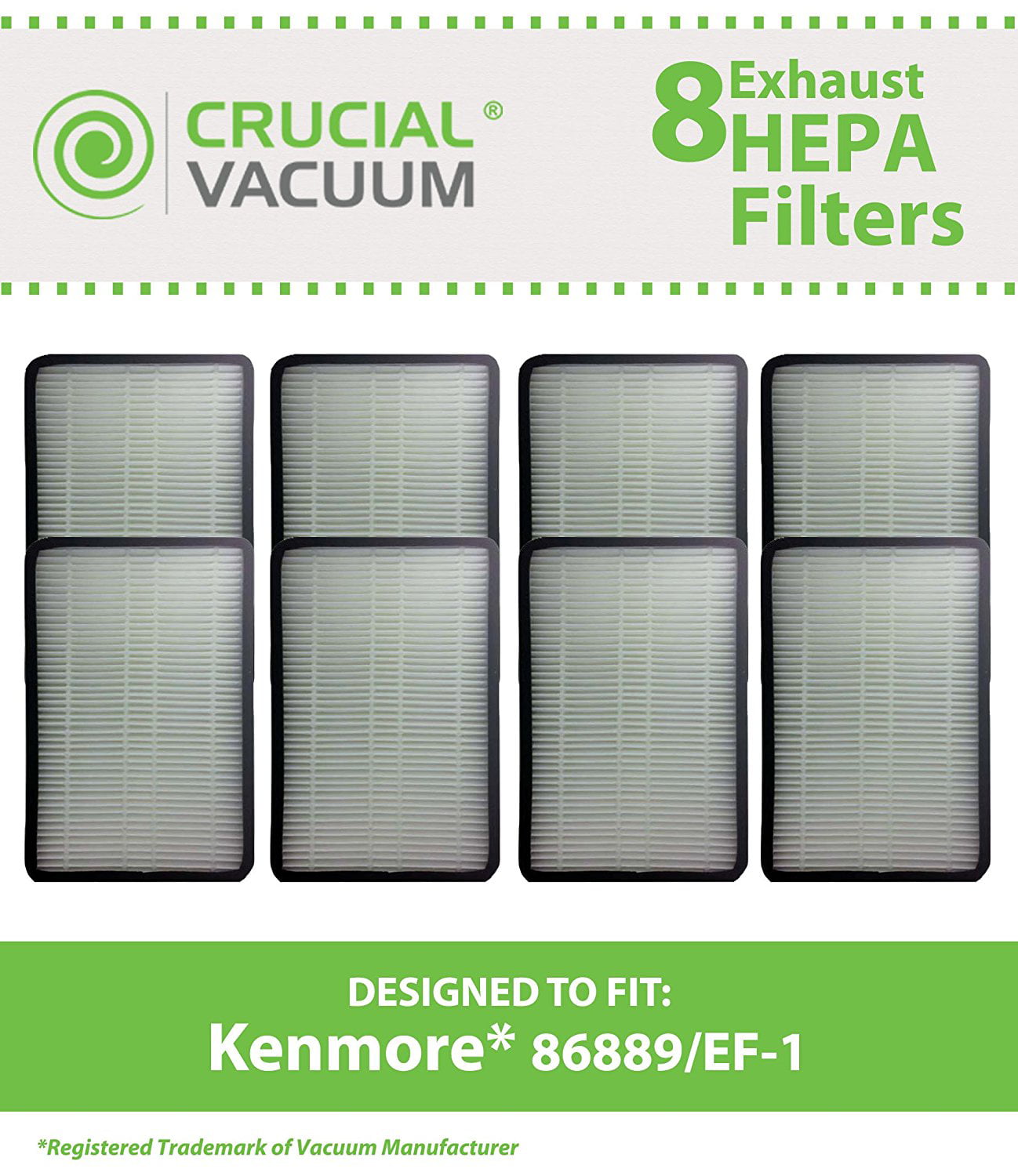 Think Crucial 8 Replacements for Kenmore EF1 HEPA Style Filter Fits Whispertone & Progressive Compatible With Part # 86889 20-86889 & 40324 EF-1