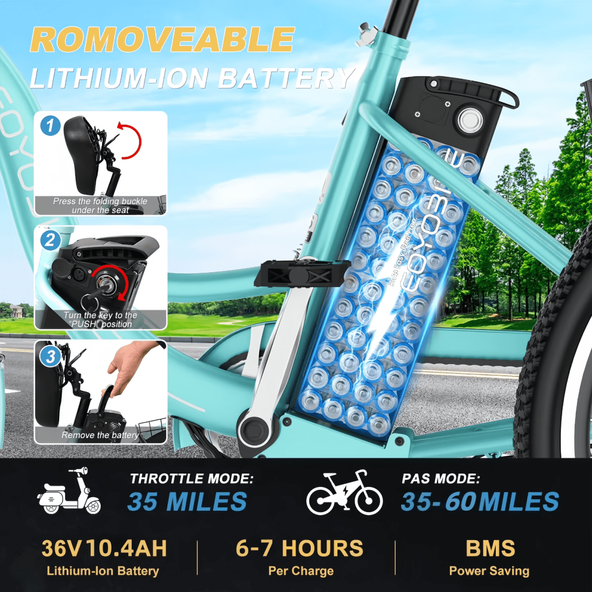MOONCOOL 24"/26" Adult Electric Tricycle W/ Chain lock, Peak 700W 36V 10.4AH, 7 Speeds Step Through Electric Trike Motorized Three Wheel Electric Bikes w/ Large Basket for Women Men