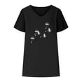 thumbnail image 5 of WREESH Women's Loose Batwing Sleeve T-Shirt Cotton Linen V-Neck Top with Graphic Design Black, 5 of 5