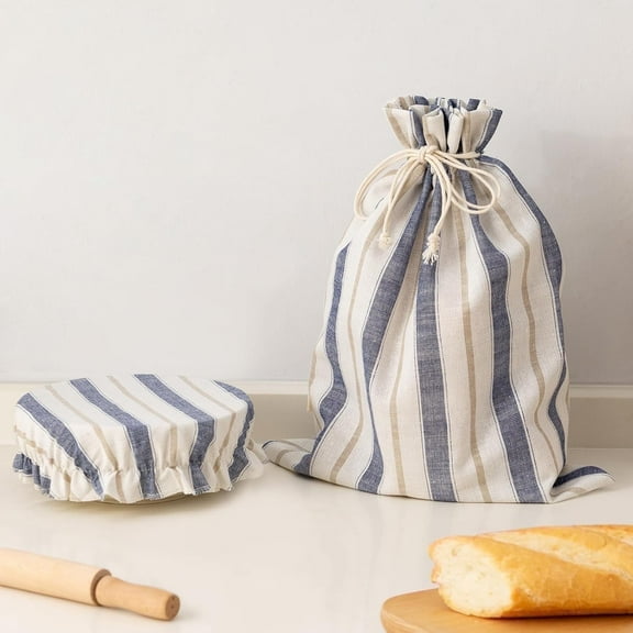 GRMUAIT 2 Pack Reusable Bread Bags for Homemade Bread Sourdough with Bowl Cover