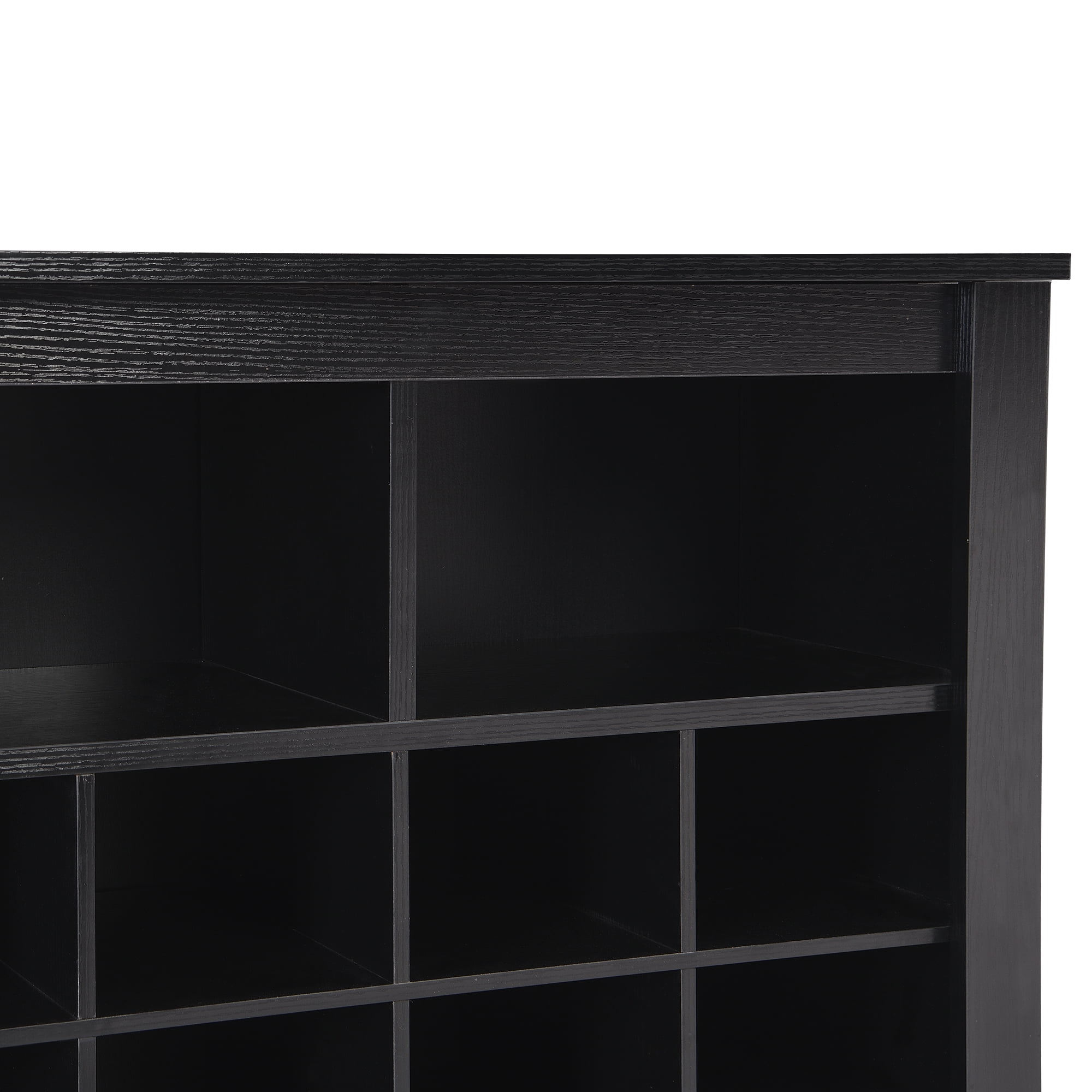 MAYEERTY Sleek Design 24 Shoe Cubby Console, Modern Shoe Cabinet with Curved Base, Versatile Sideboard with High-quality for Hallway, Bedroom, Living Room, Black