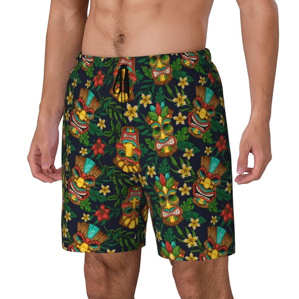 Fotbe Mask Tropical Flower Traje de Baño para Hombre – Shorts de Natación de Secado Rápido con Forro y Bolsillos-3X-Large