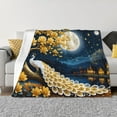 thumbnail image 1 of Fotbe Moonlit Golden Tree Peacock Manta de Franela con Estampado, Manta Ultrasuave para Cama, Sofá, Auto, Hipoalergénica y Antibolitas-50"x40", 1 of 6