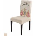 thumbnail image 6 of Chair Covers for Dining Room Set of 6,Merry Christmas Tree on Retro Linen Stretch Seat Protector Removable Washable Chairs Slipcovers for Kitchen Banquet Wedding Hotel,Beige Pink, 6 of 6