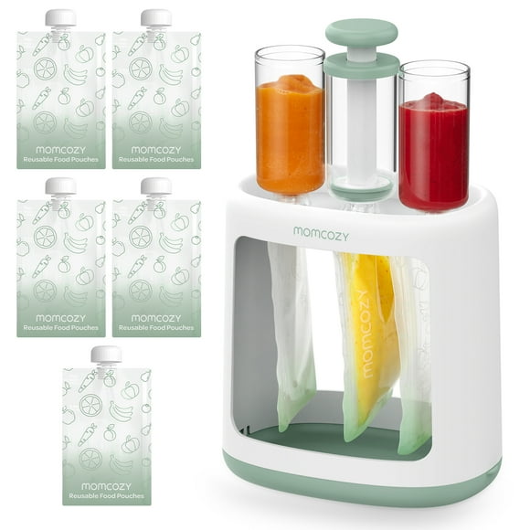Estación de Compresión Momcozy para alimentos Caseros para Bebés con bolsas reutilizables