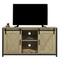 thumbnail image 3 of Novashion Farmhouse Barn Door TV Stand Wood Media Console Storage Cabinet for Flat Screen TV Up to 55" Entertainment Center for Living Room Cornish Oak (TV Cabinet 44x16.7x24"), 3 of 11