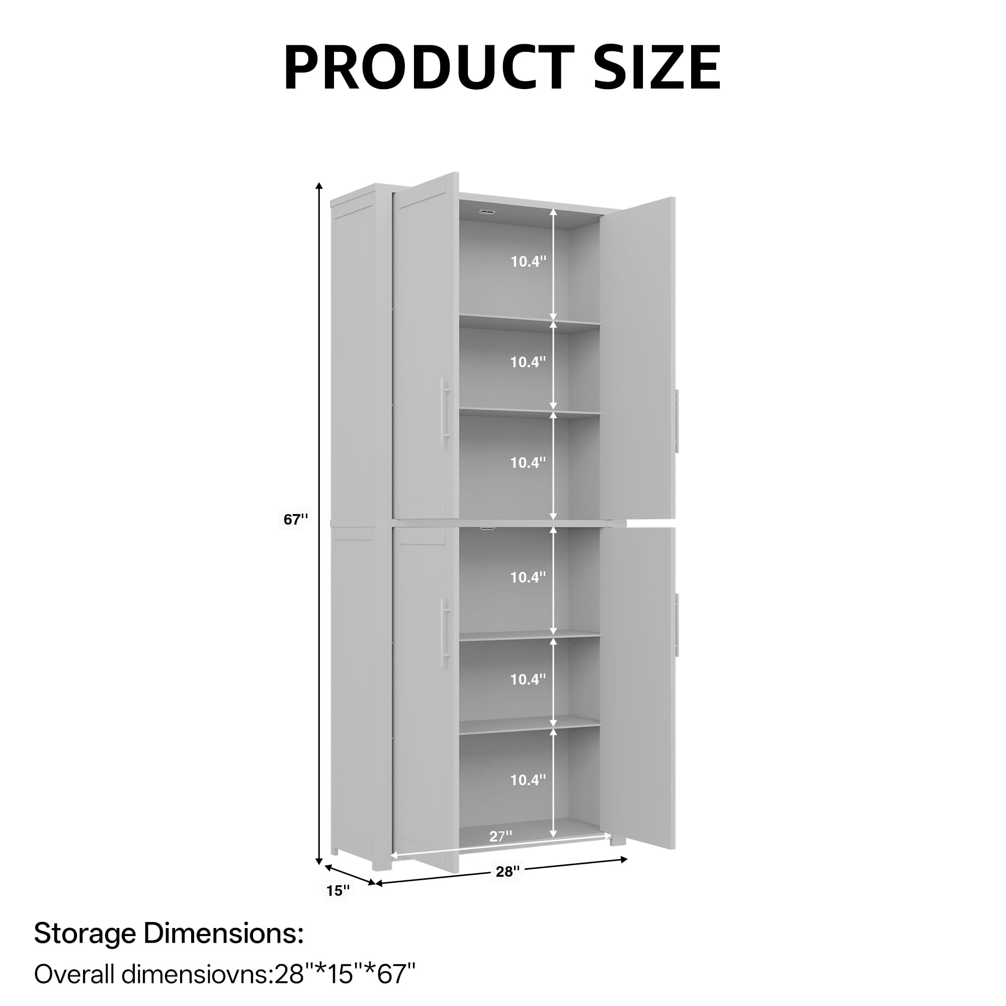 MAYEERTY 67x28x15 Inch Green Wood Grain 4-Door Storage Cabinet with Solid Wood Door