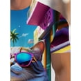 thumbnail image 5 of Men's Cool Cat Full 3D Full Print T-Shirt - Heat Transfer Full Body Cover Short Sleeve Crew Neck Casual Summer Dress with Cool Cat and 3D Digital Art - Machine Washable, Seasonal Holiday Gift, 5 of 6