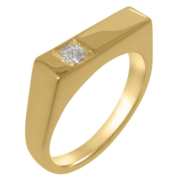LBG British Made 14k Yellow Gold Synthetic Cubic Zirconia Mens Band Ring - 33 size options - Size 10