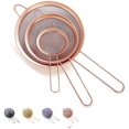 thumbnail image 1 of ReaNea Fine Mesh Strainer, Flour Sifter for Baking, Stainless Steel Colander, Tea Strainer Set of 3 (Rose Gold), 1 of 9
