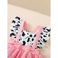 thumbnail image 6 of Baby Girls Summer Romper Dress Flying Sleeve Cow Print Tulle Patchwork Romper with Headband, 6 of 10