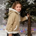 thumbnail image 4 of Gyexs Christmas Hoodies for Girls Boys Warm Lined Feather Trim Hooded Sweatshirt Zip Up Jacket with Pockets Fashion Cute Outfits Z01 Khaki & 7-8 Years, 4 of 6