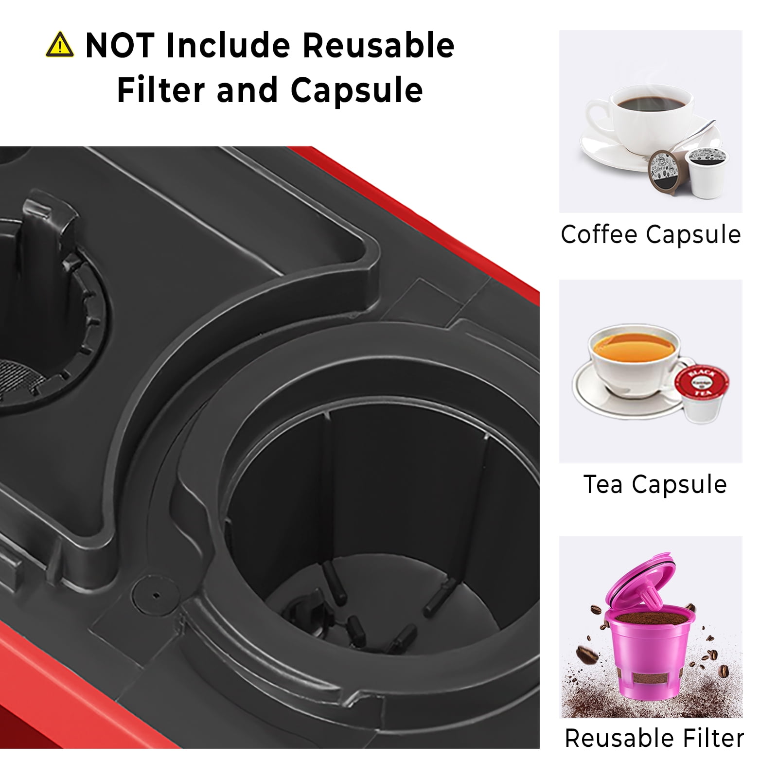 CHULUX Mini Single Serve Coffee Maker for K Pod & Ground Coffee,Travel One Cup Coffee Pot Machine, New