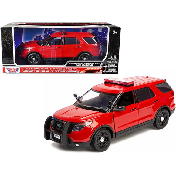 Diecast Dropshipper 73545 1-18 Scale 2015 Ford Police Interceptor Utility Fire Marshal Diecast Model Car, Plain Red