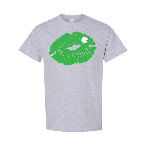 Inktastic St. Patrick's Day Lucky Lips with White Shamrock T-Shirt