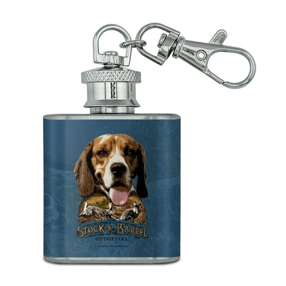 Stock and Barrel Outfitters Beagle Dog Rabbit Hunting Stainless Steel 1oz Mini Flask Key Chain
